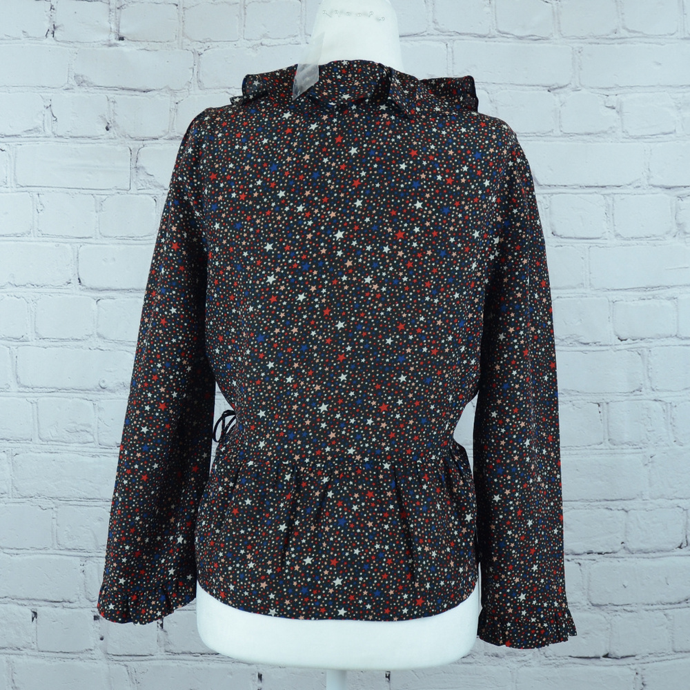 NEW! Madewell Starry Night Silk Ruffle Wrap Top… - Picture 6 of 8